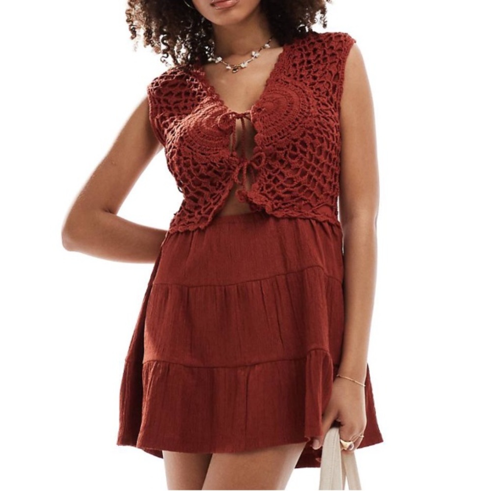 ASOS Red Crochet Open Back Dress